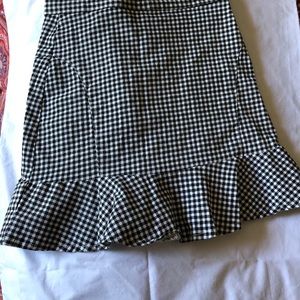 Shein Ruffle Hem Checkered Zip Up Skirt